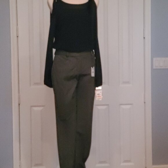 NWT EXPRESS Columnist Pants Blk & White Pin Stripes - Picture 1 of 11